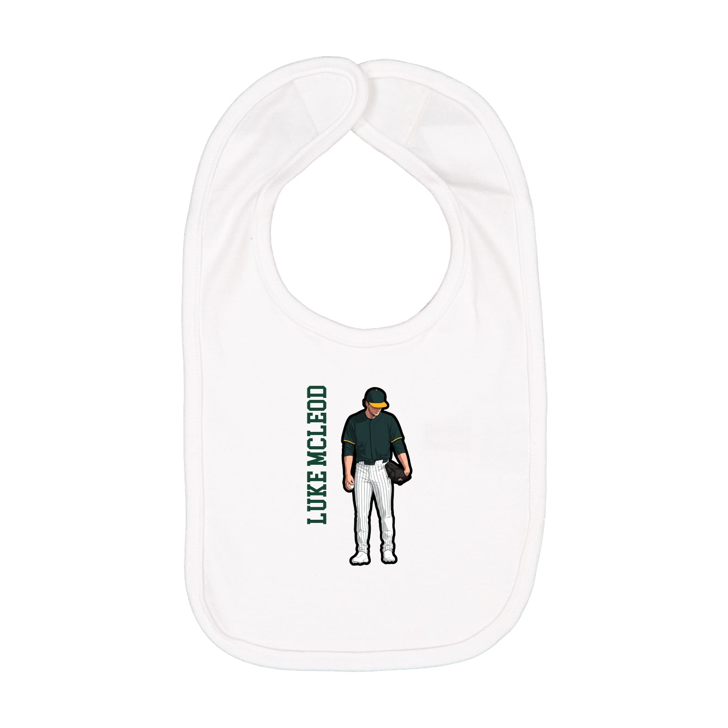 Infant Bib — Name Vertical in White