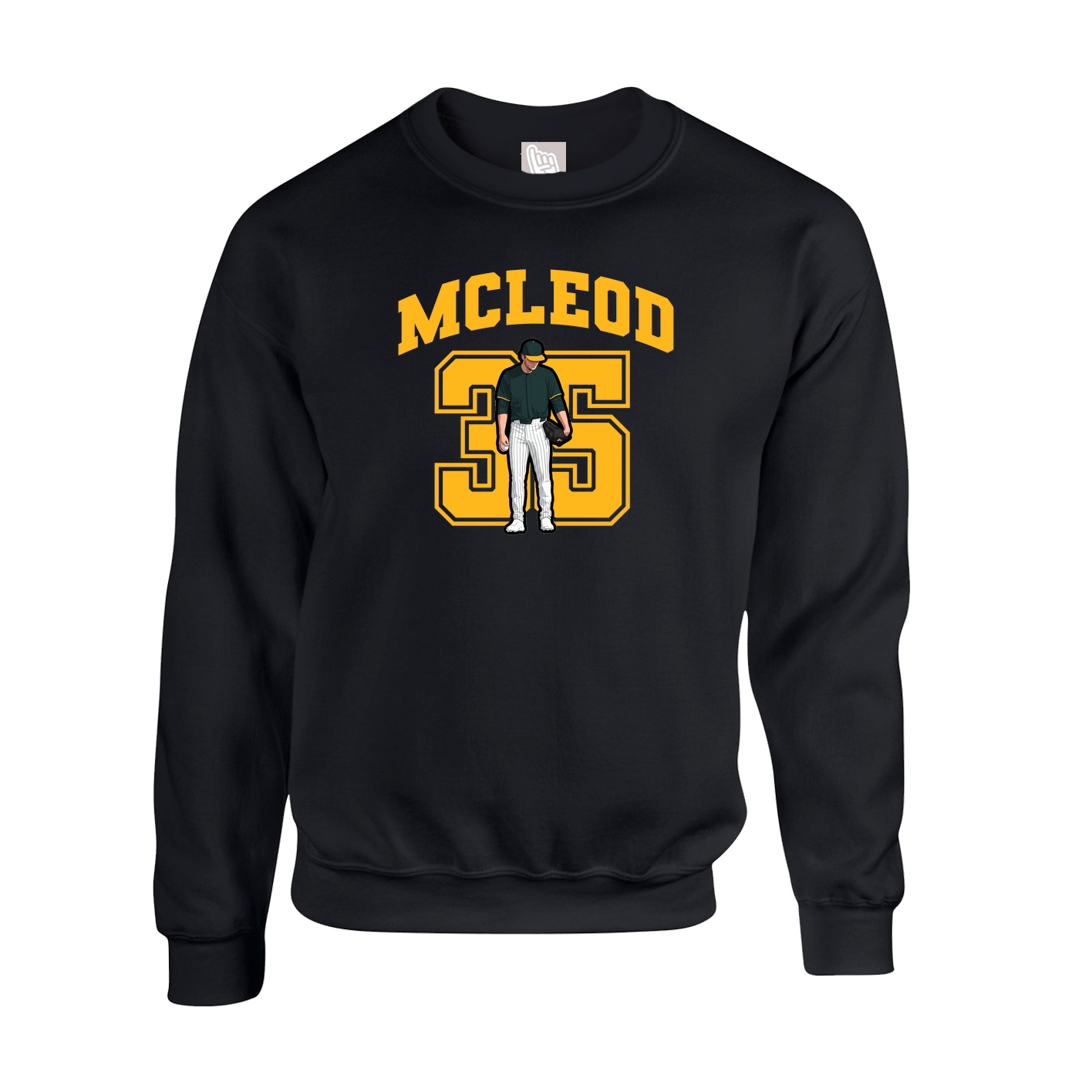Fleece Crew — Number in Black