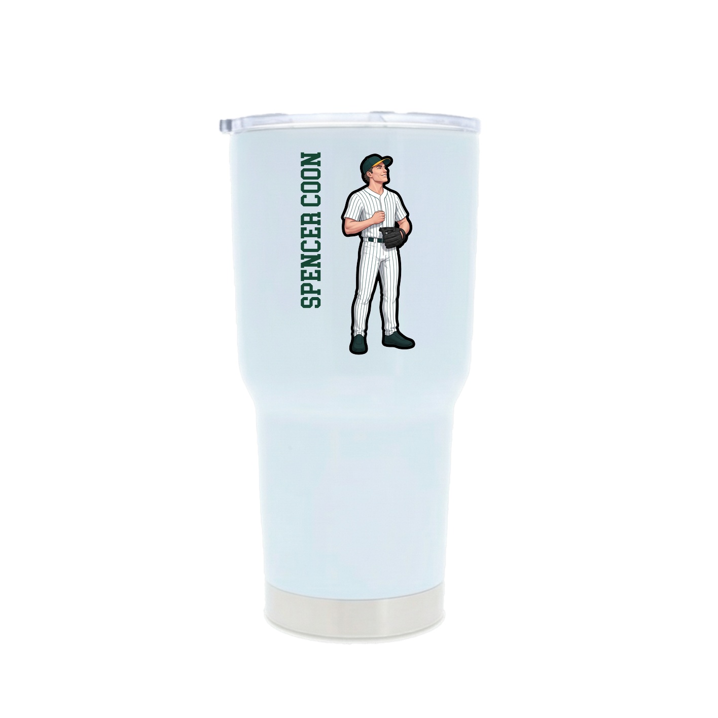 30oz Stainless Steel Tumbler — Name Vertical in White