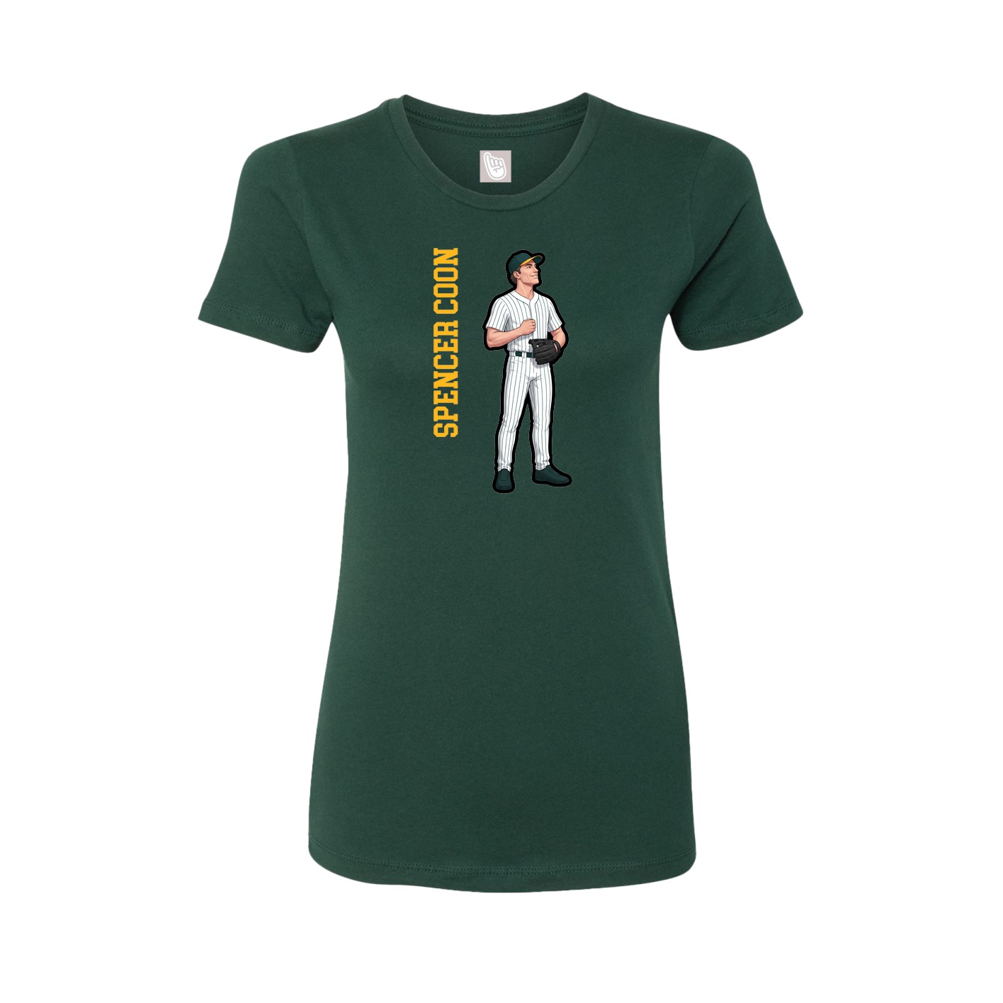 Fitted Women's Tee — Name Vertical in Green