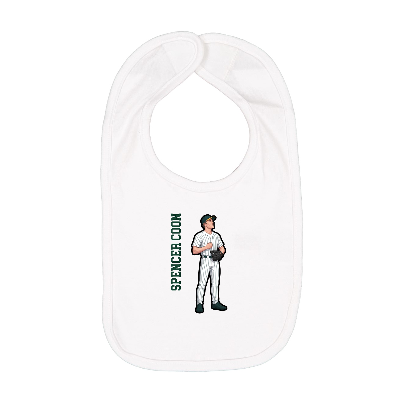 Infant Bib — Name Vertical in White