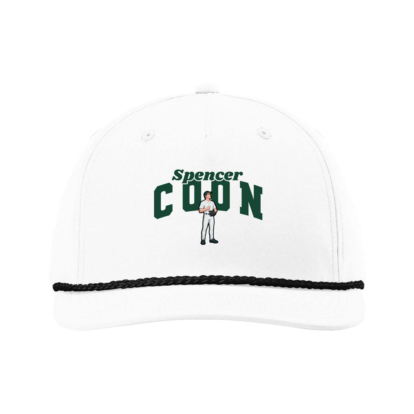 Five-Panel Classic Rope Cap — Signature Arch in White