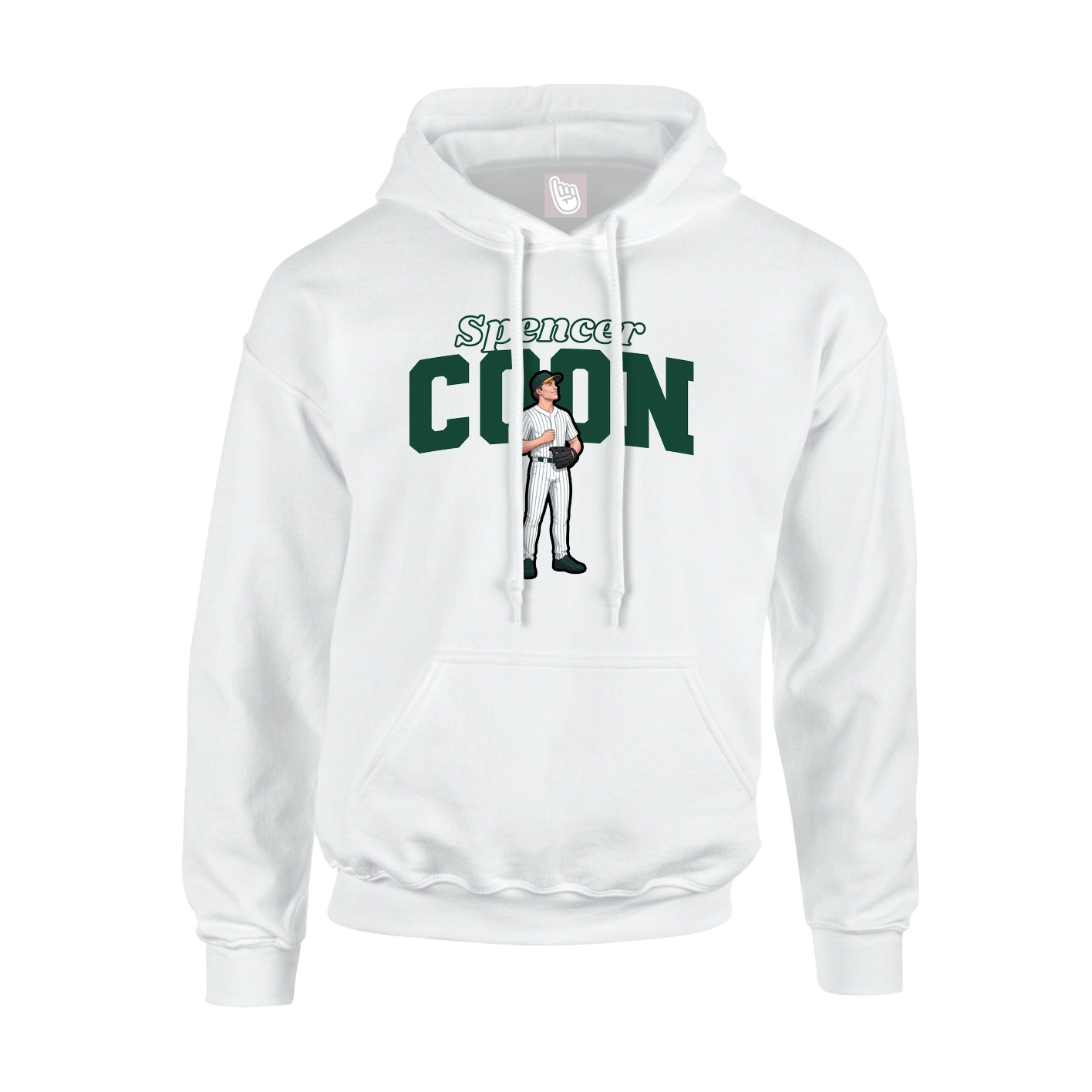 Youth Hoodie — Name Arch in White