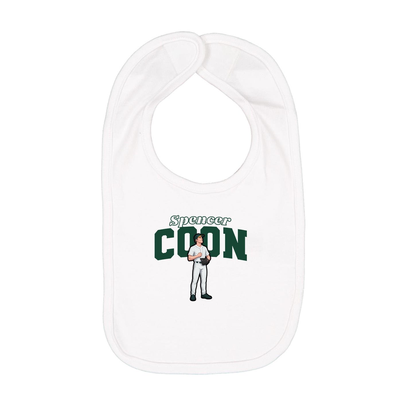 Infant Bib — Name Arch in White
