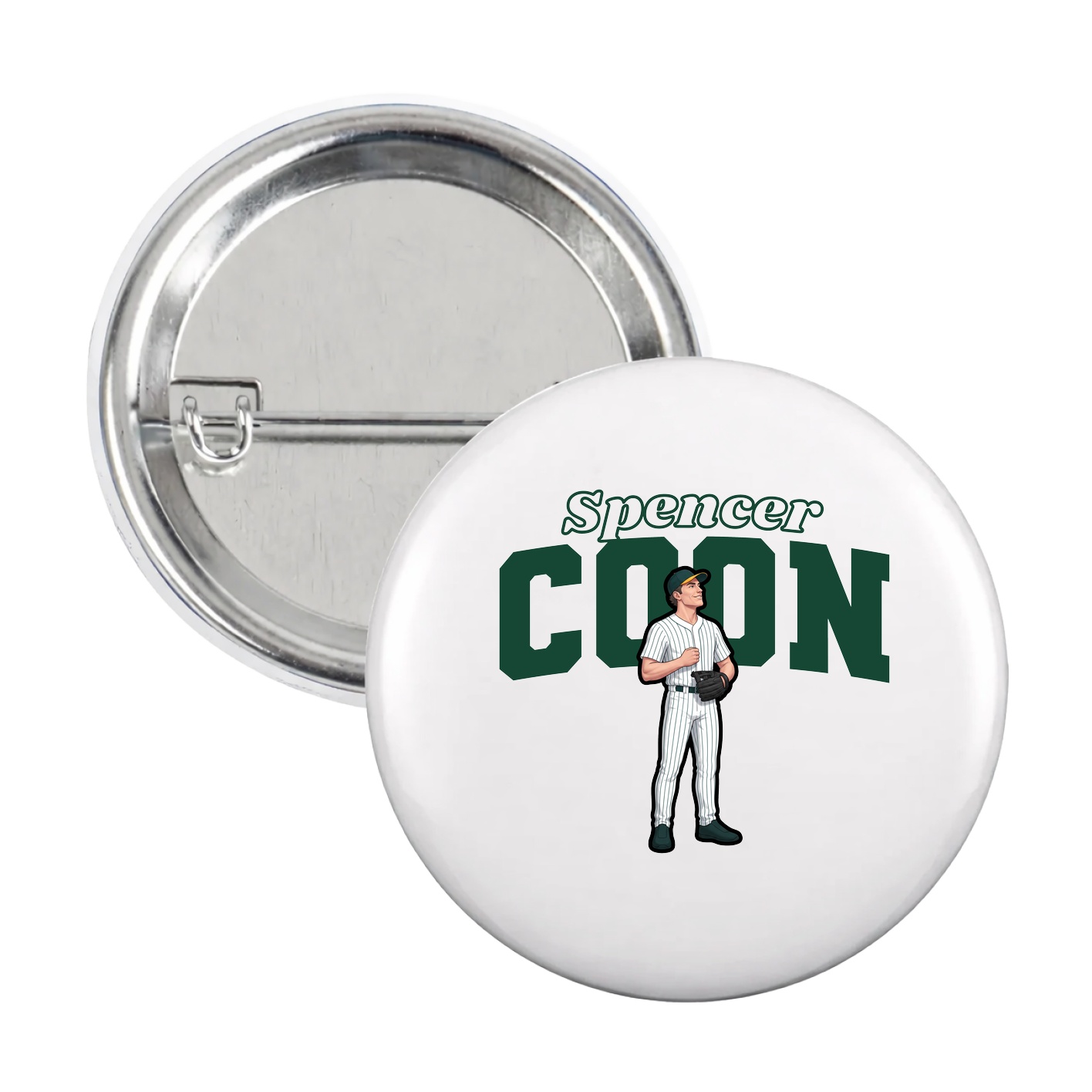 Game Day Button — Name Arch in White