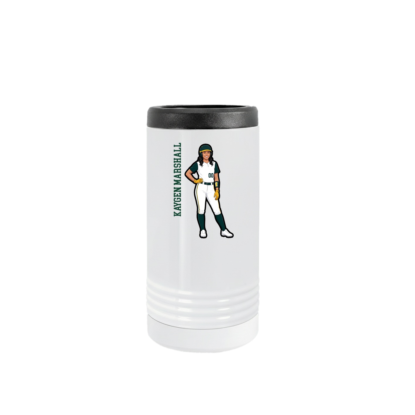 Slim Beverage Holder — Name Vertical in White