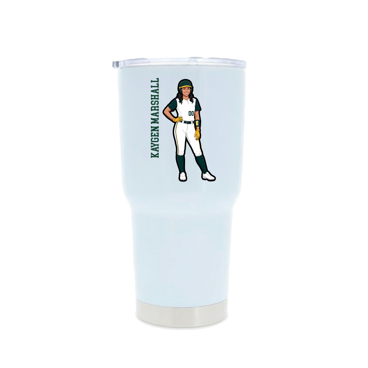 30oz Stainless Steel Tumbler — Name Vertical in White