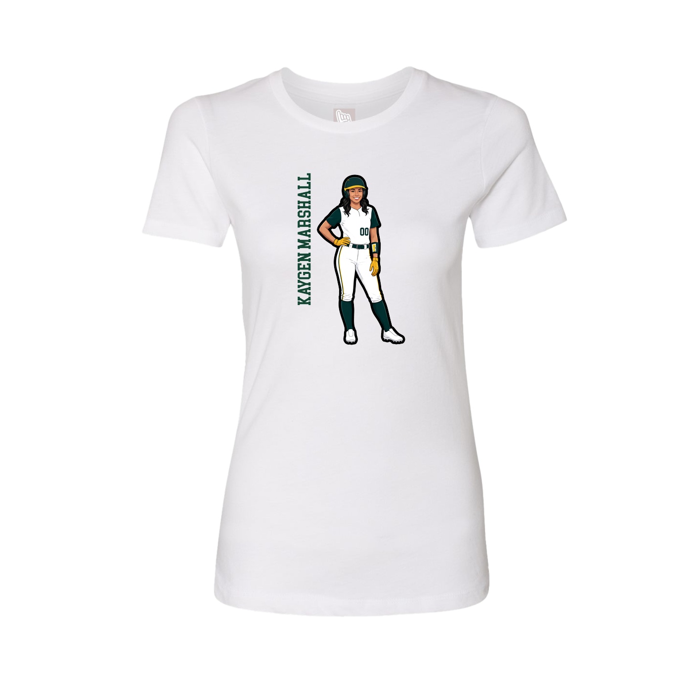 Fitted Women's Tee — Name Vertical in White