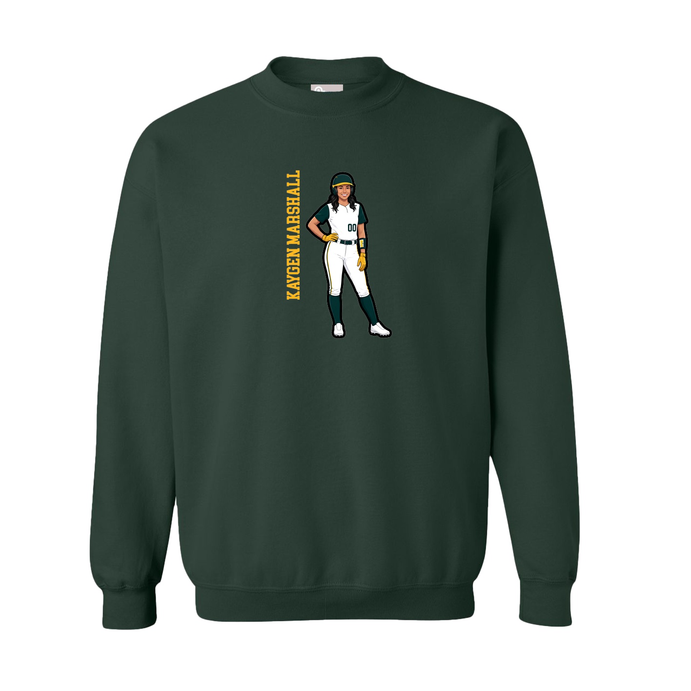 Fleece Crew — Name Vertical in Green