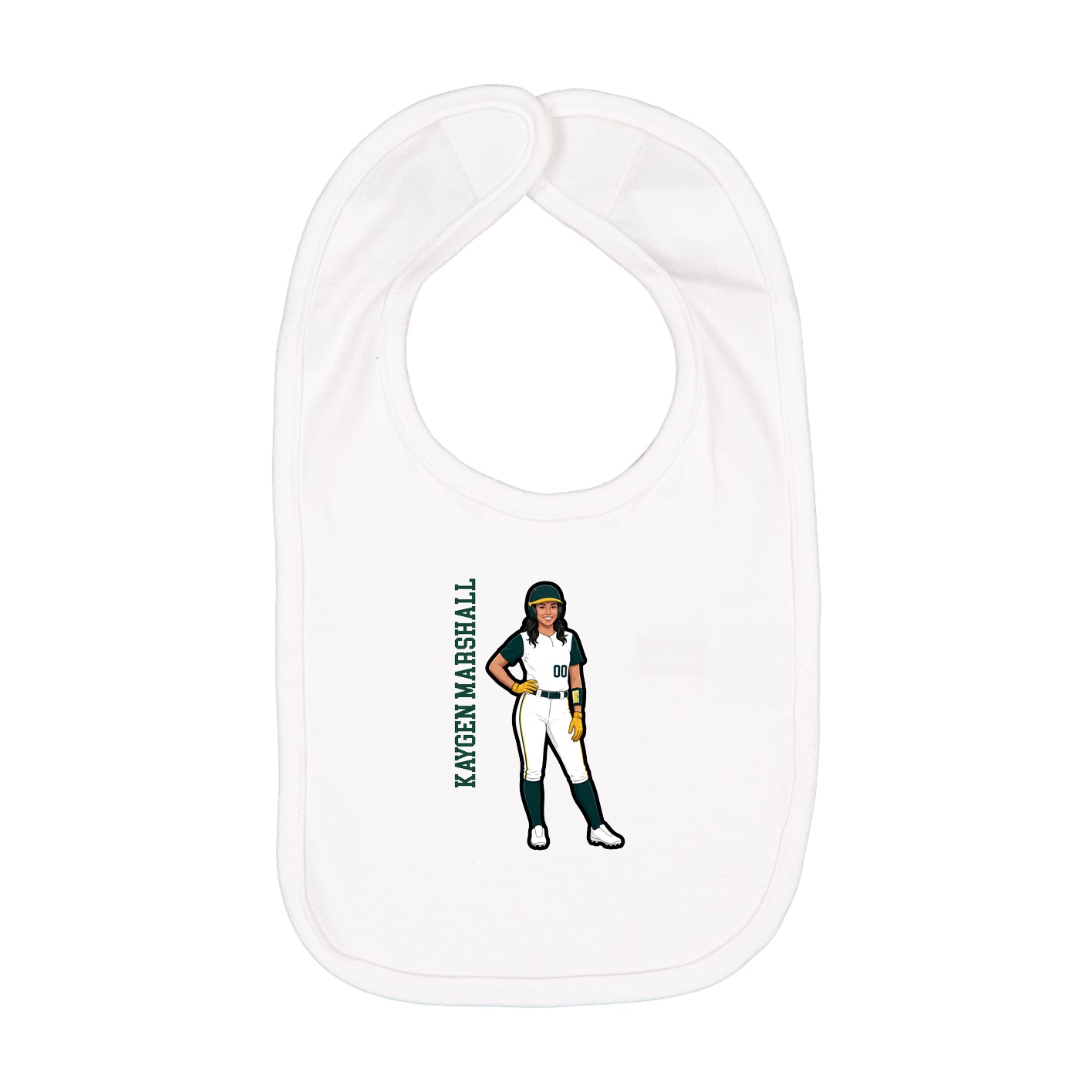 Infant Bib — Name Vertical in White