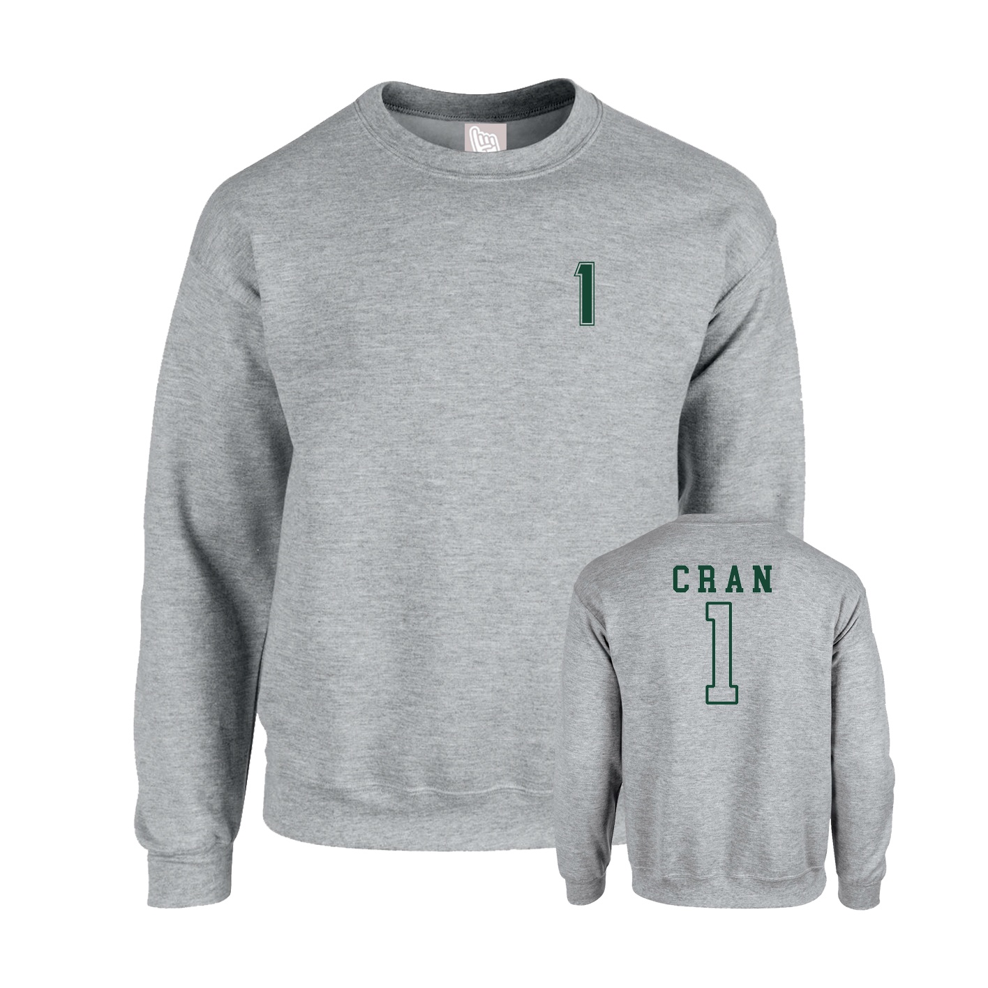 Fleece Crew — Chest Back in Grey