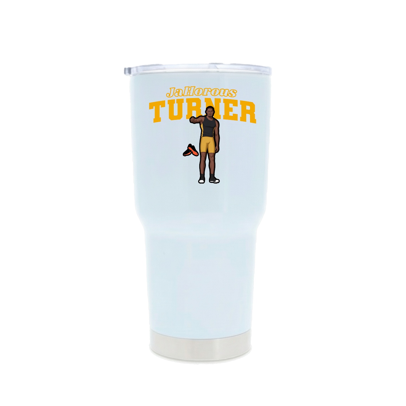 30oz Stainless Steel Tumbler — Name Arch in White