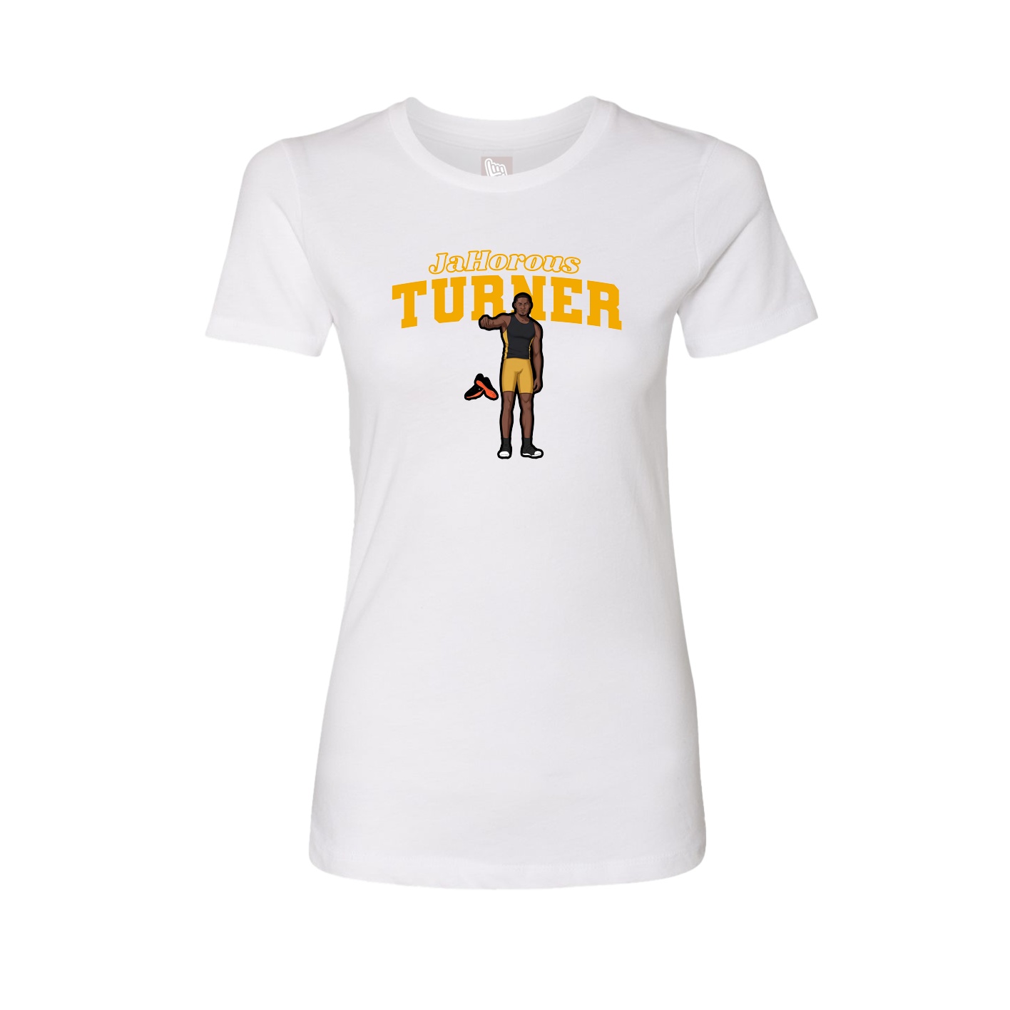 Fitted Women's Tee — Name Arch in White