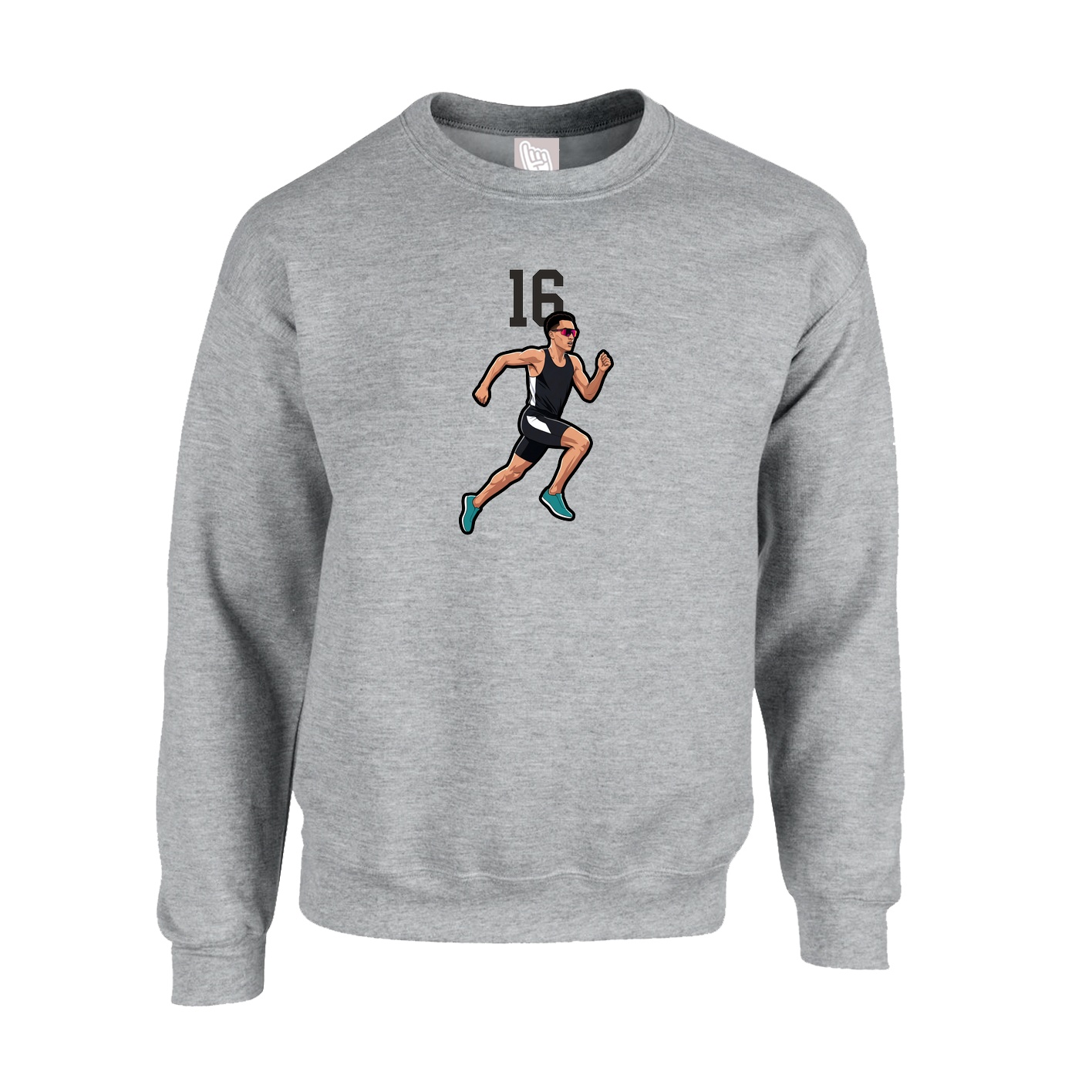 Fleece Crew — Number Top in Grey