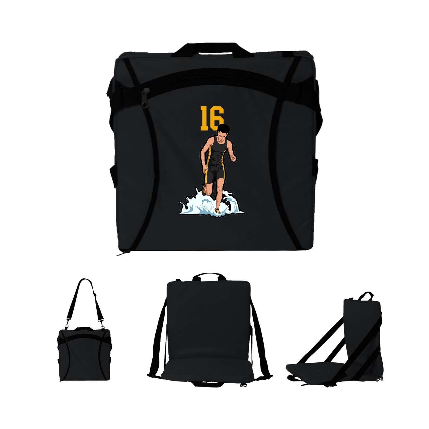 Folding Stadium Seat — Number Top in Black