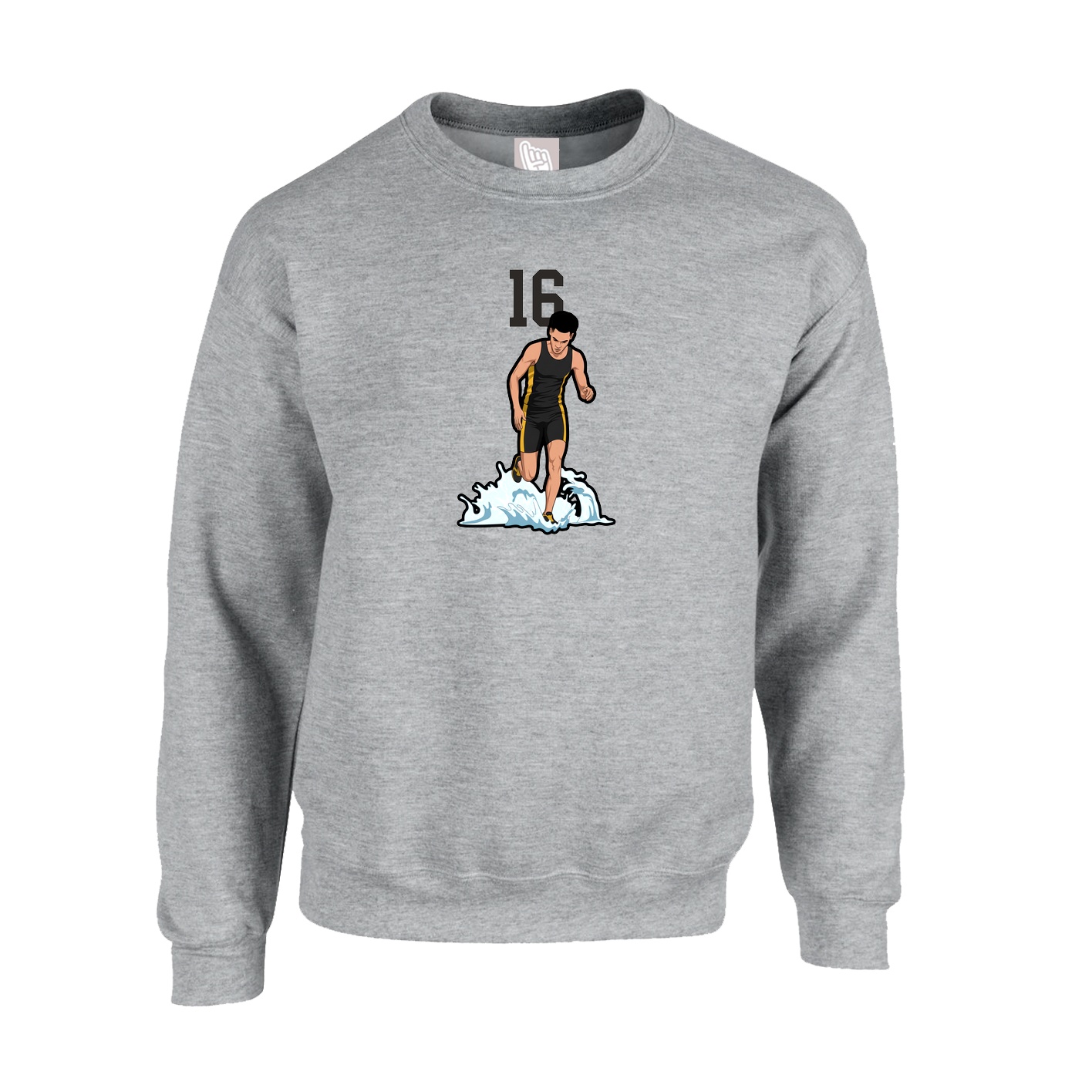 Fleece Crew — Number Top in Grey