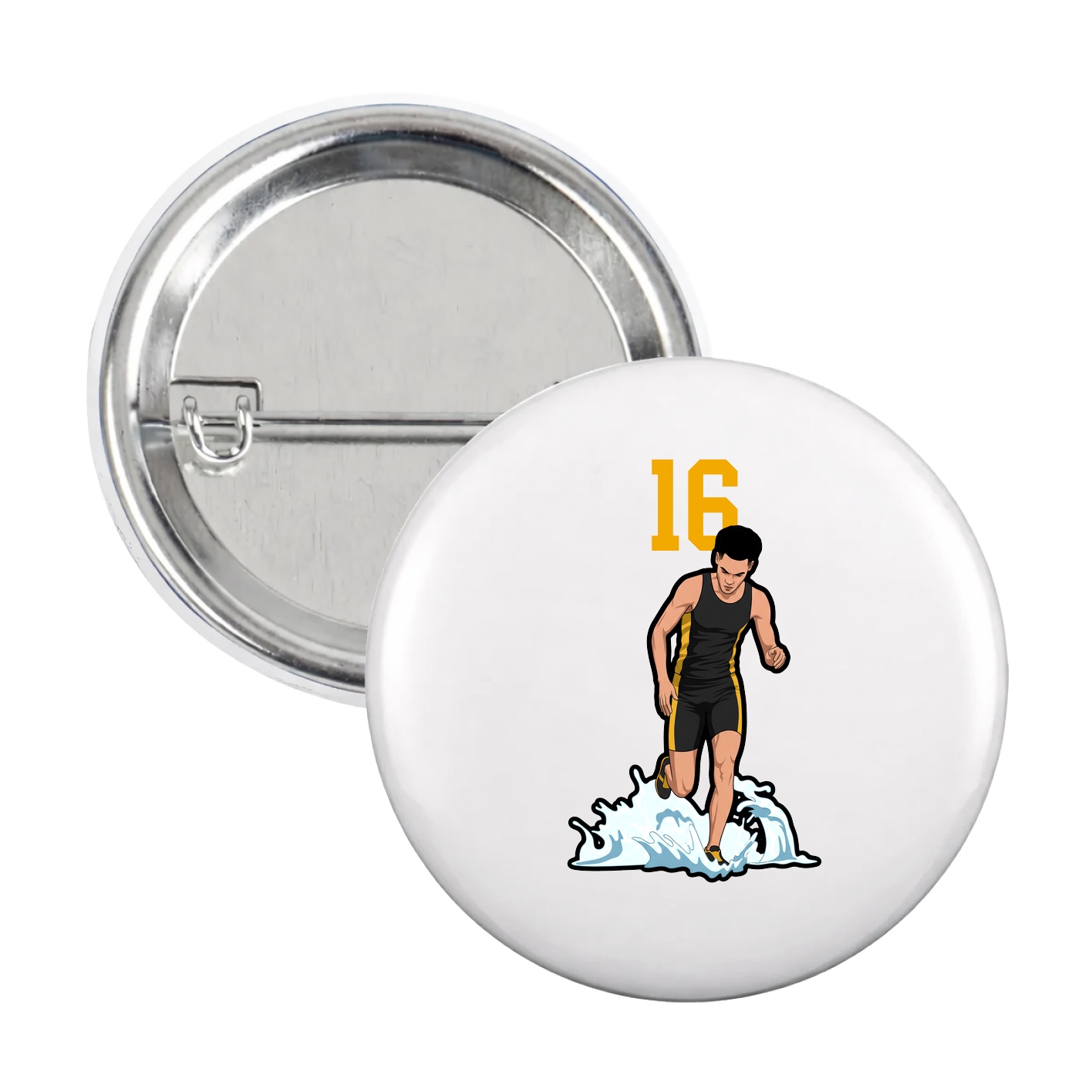 Game Day Button — Number Top in White