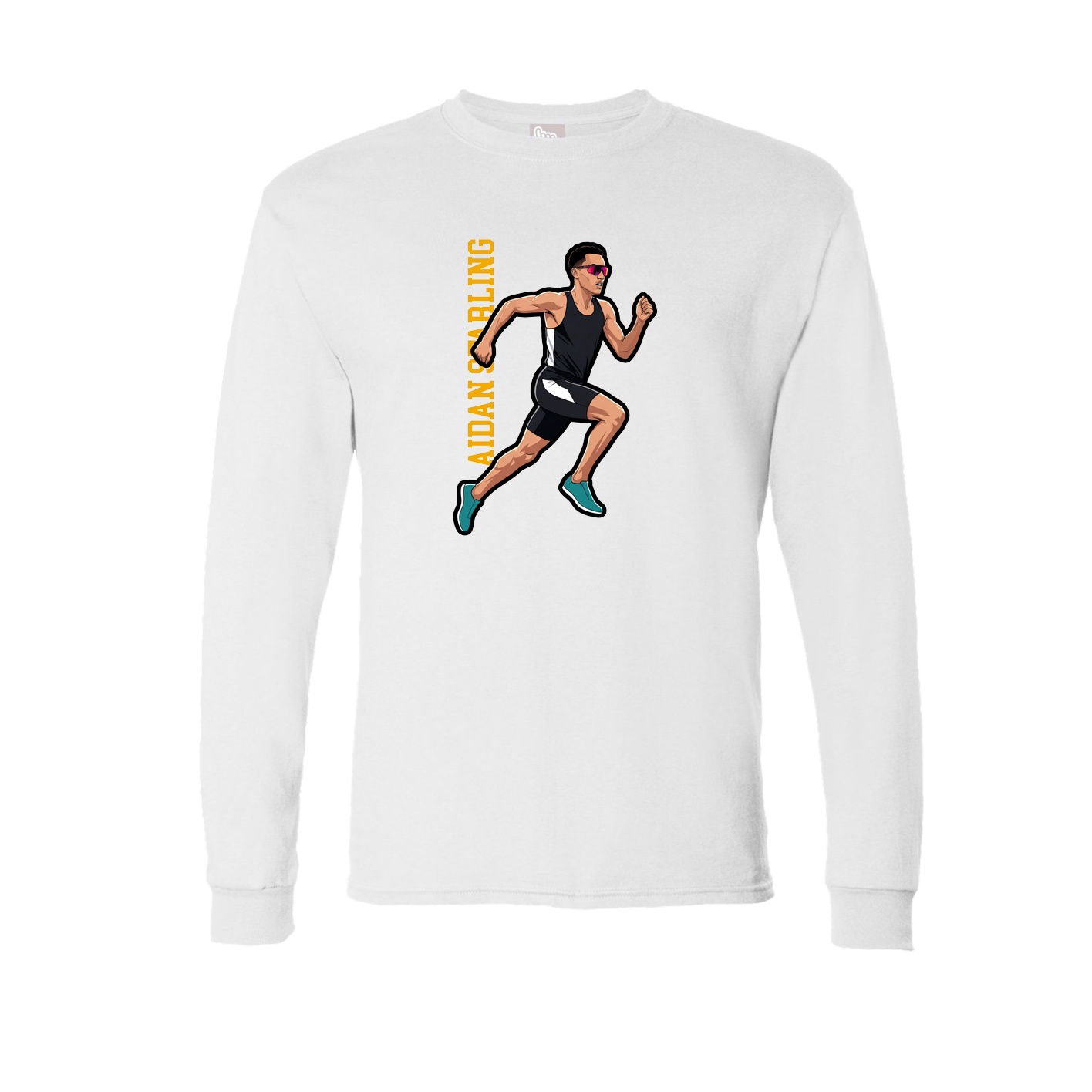 Long Sleeve Tee — Name Vertical in White