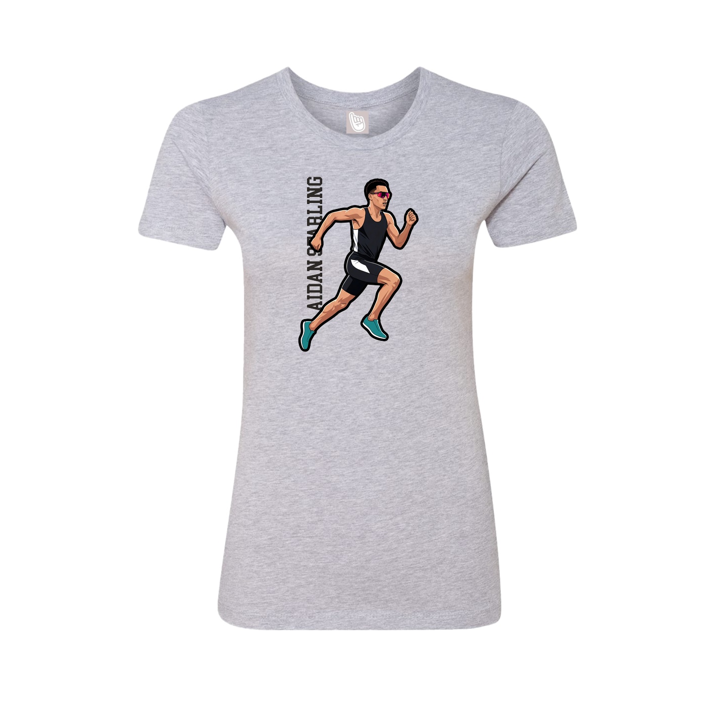 Fitted Women's Tee — Name Vertical in Grey