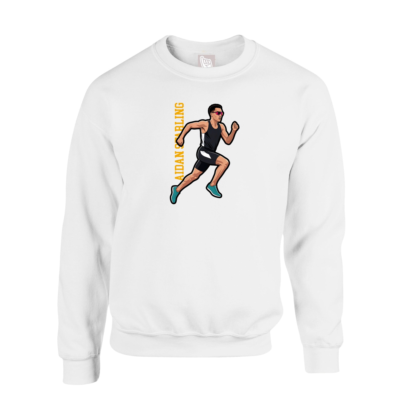 Fleece Crew — Name Vertical in White