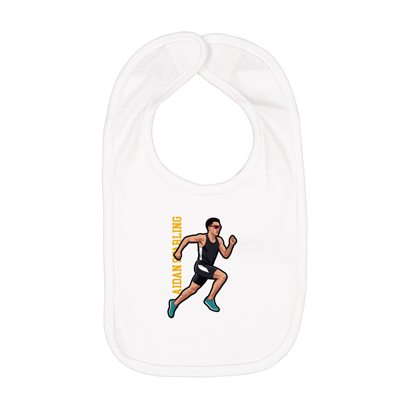 Infant Bib — Name Vertical in White