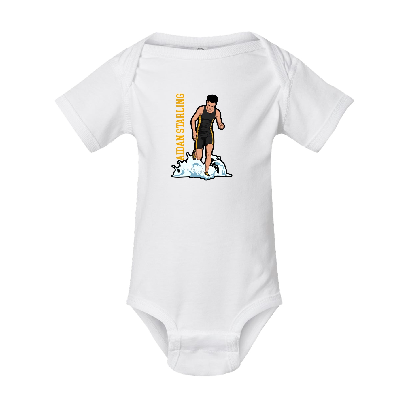 Baby Onesie — Name Vertical in White