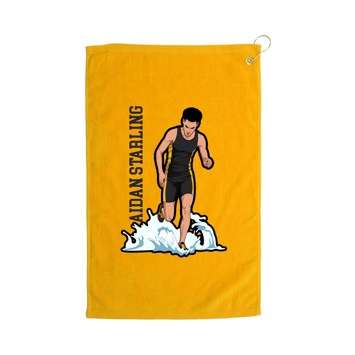 Golf Towel — Name Vertical in Gold