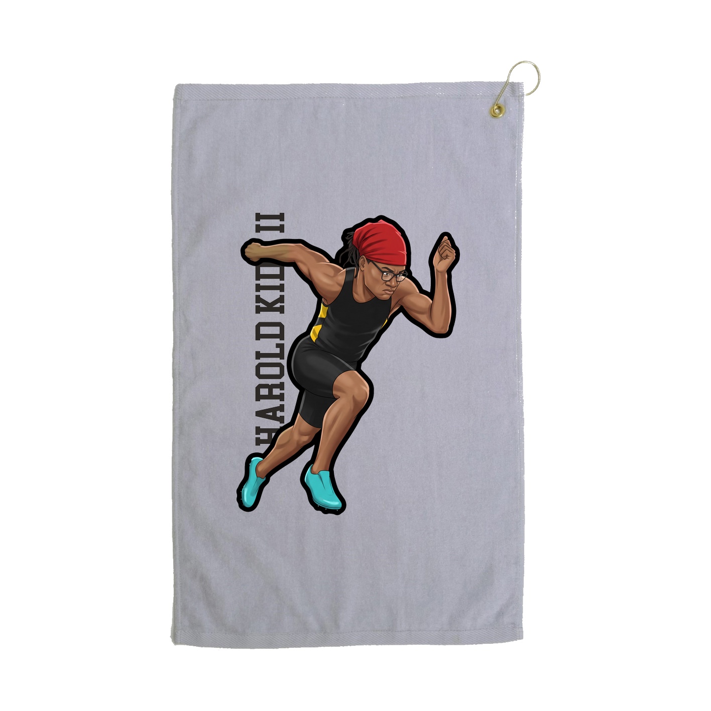 Golf Towel — Name Vertical in Grey