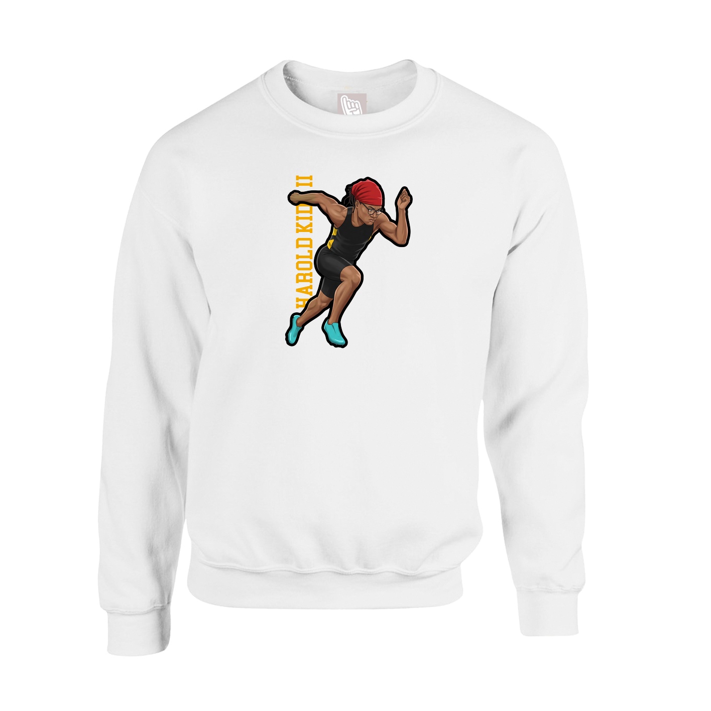 Fleece Crew — Name Vertical in White