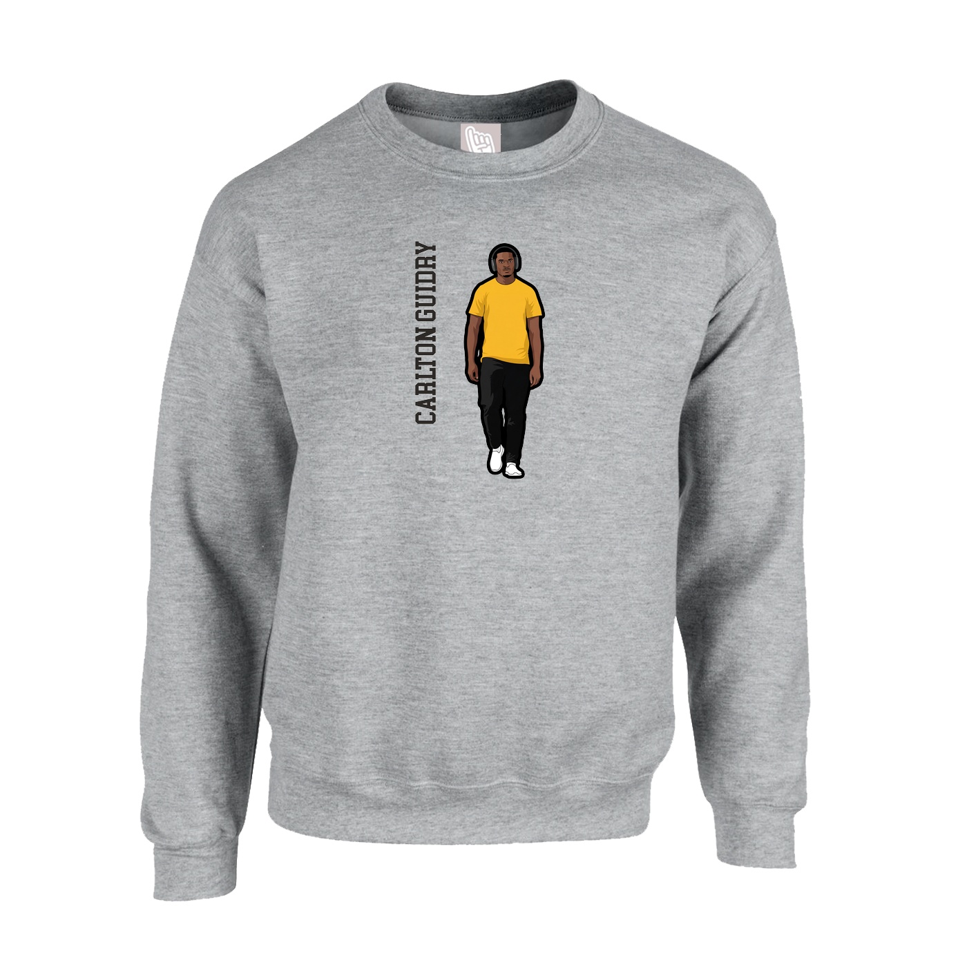Fleece Crew — Name Vertical in Grey