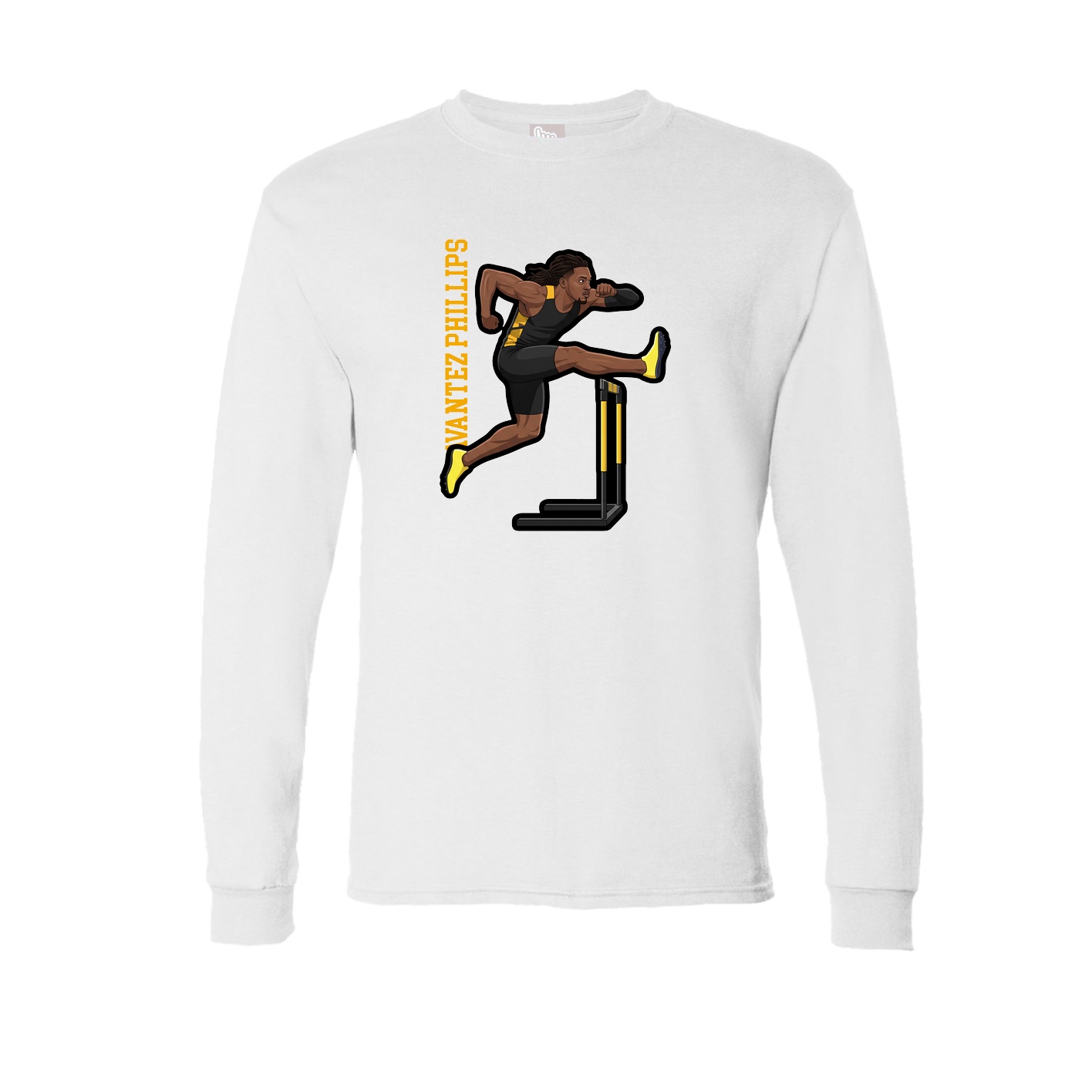 Long Sleeve Tee — Name Vertical in White
