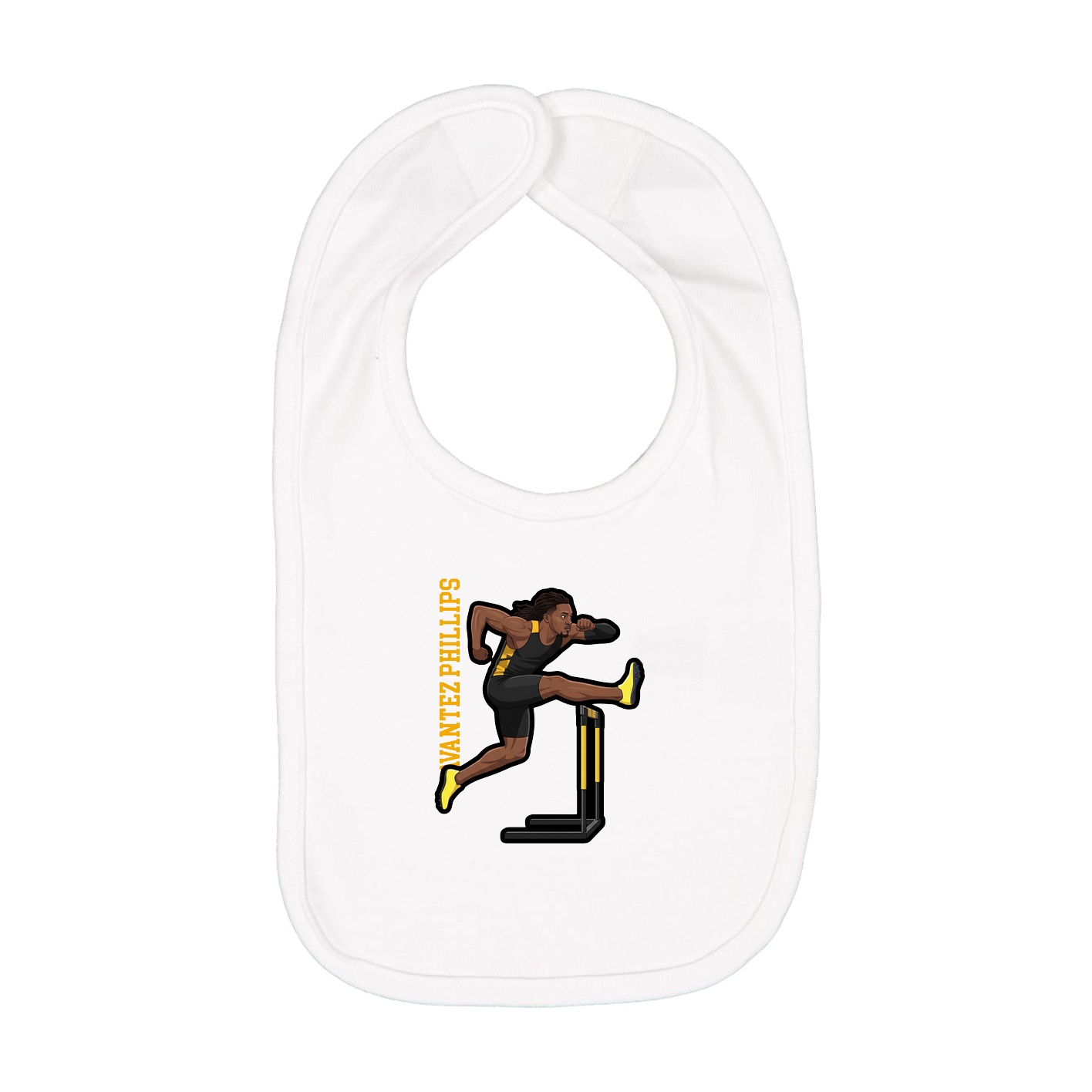 Infant Bib — Name Vertical in White