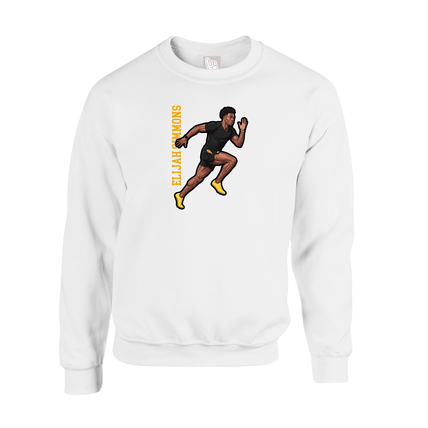 Fleece Crew — Name Vertical in White