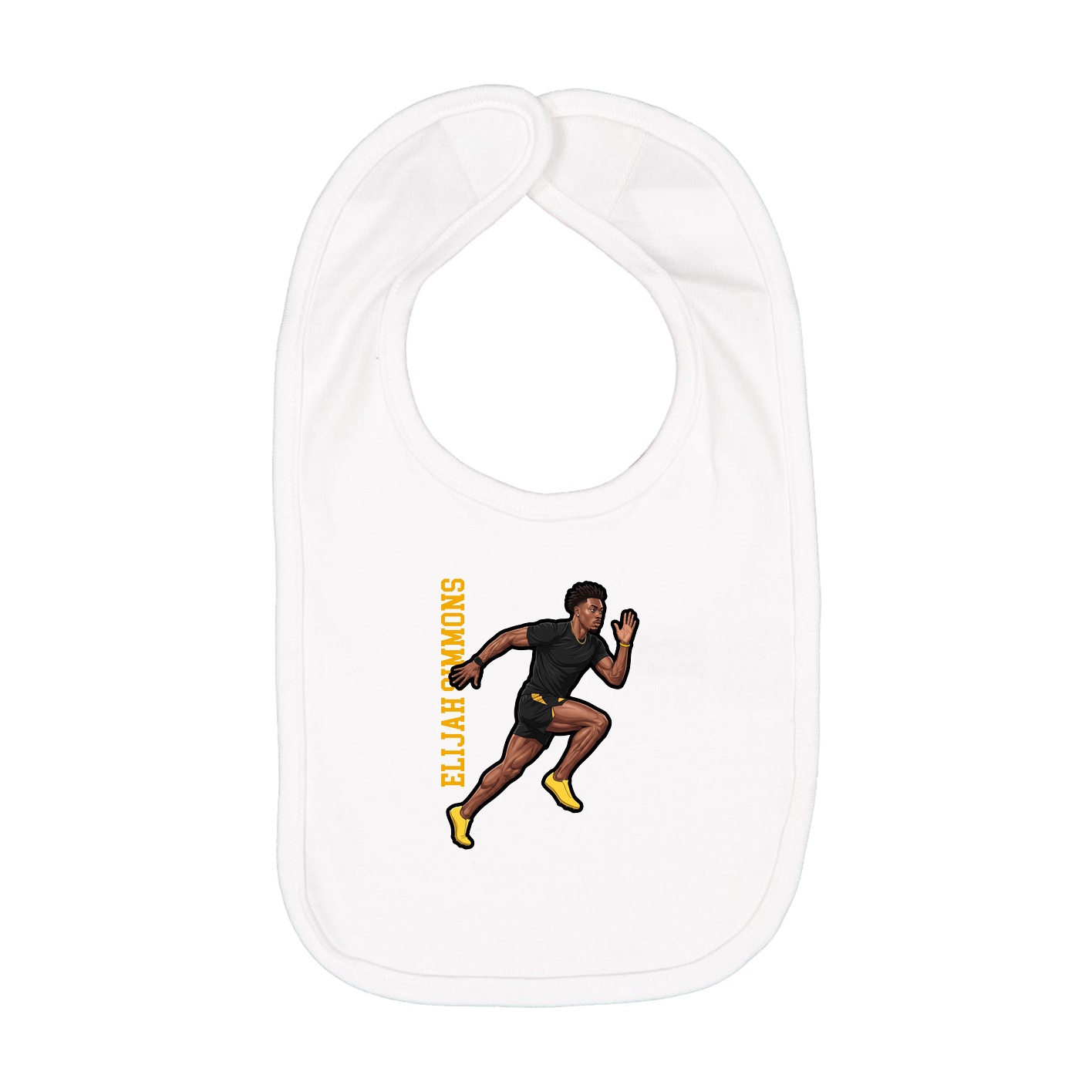 Infant Bib — Name Vertical in White