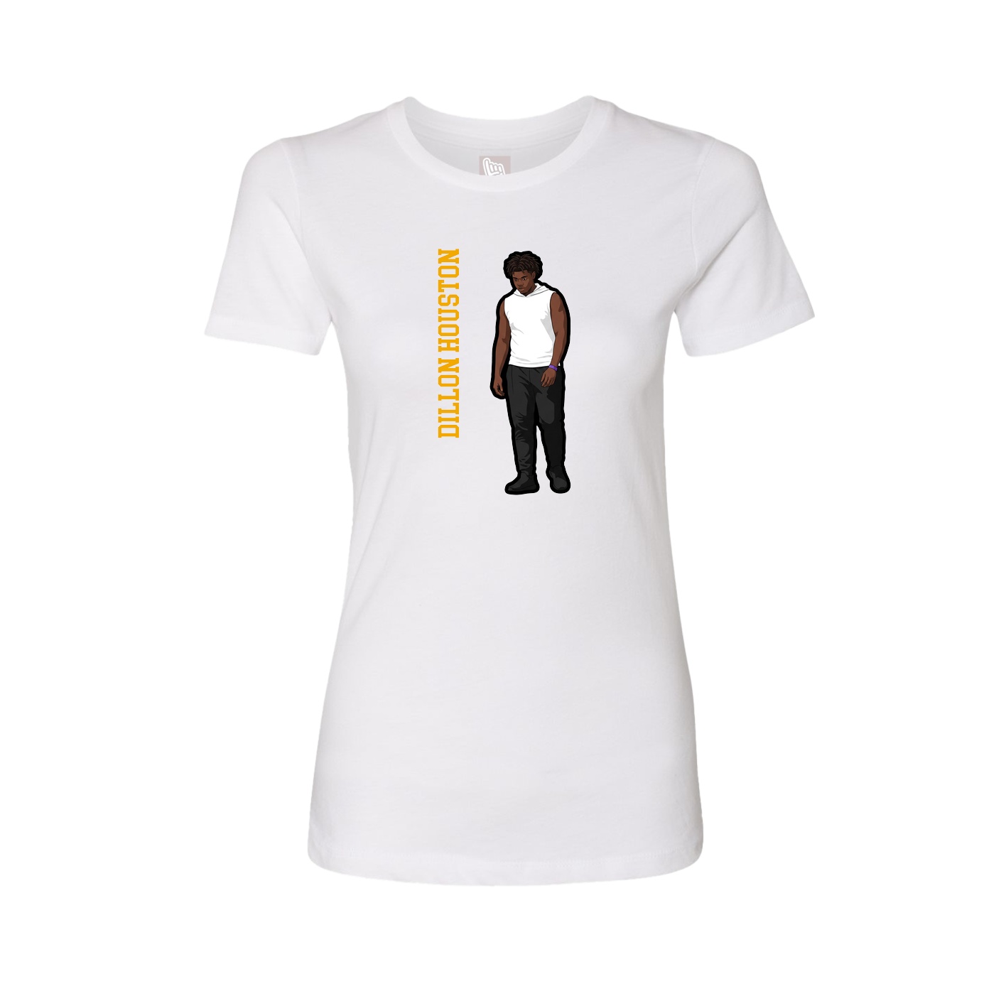 Fitted Women's Tee — Name Vertical in White