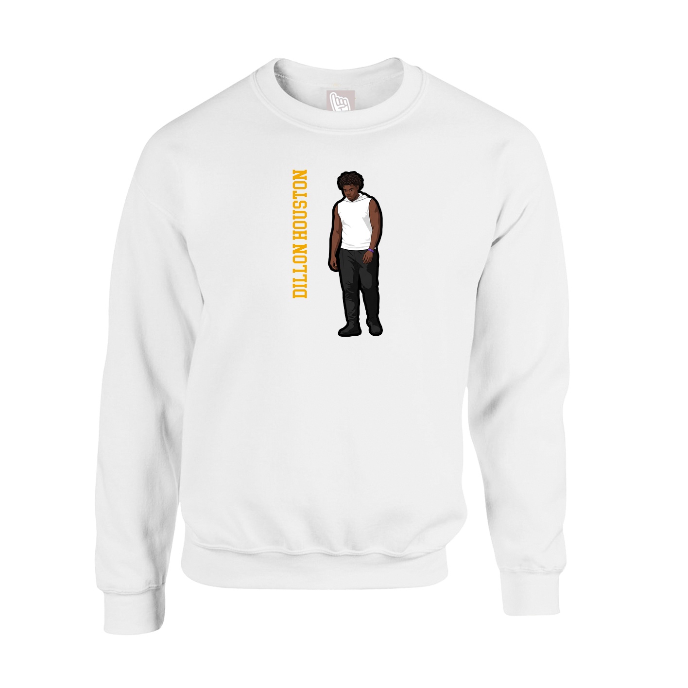 Fleece Crew — Name Vertical in White