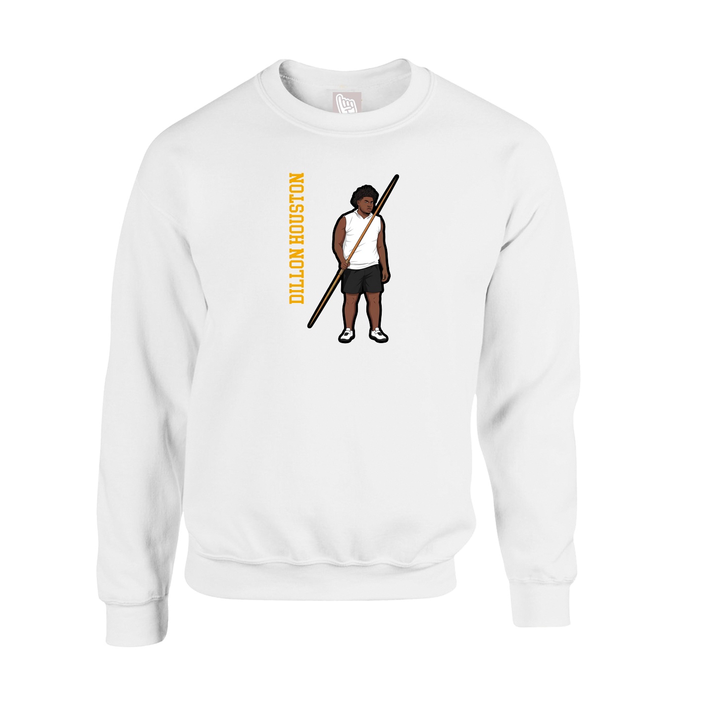 Fleece Crew — Name Vertical in White