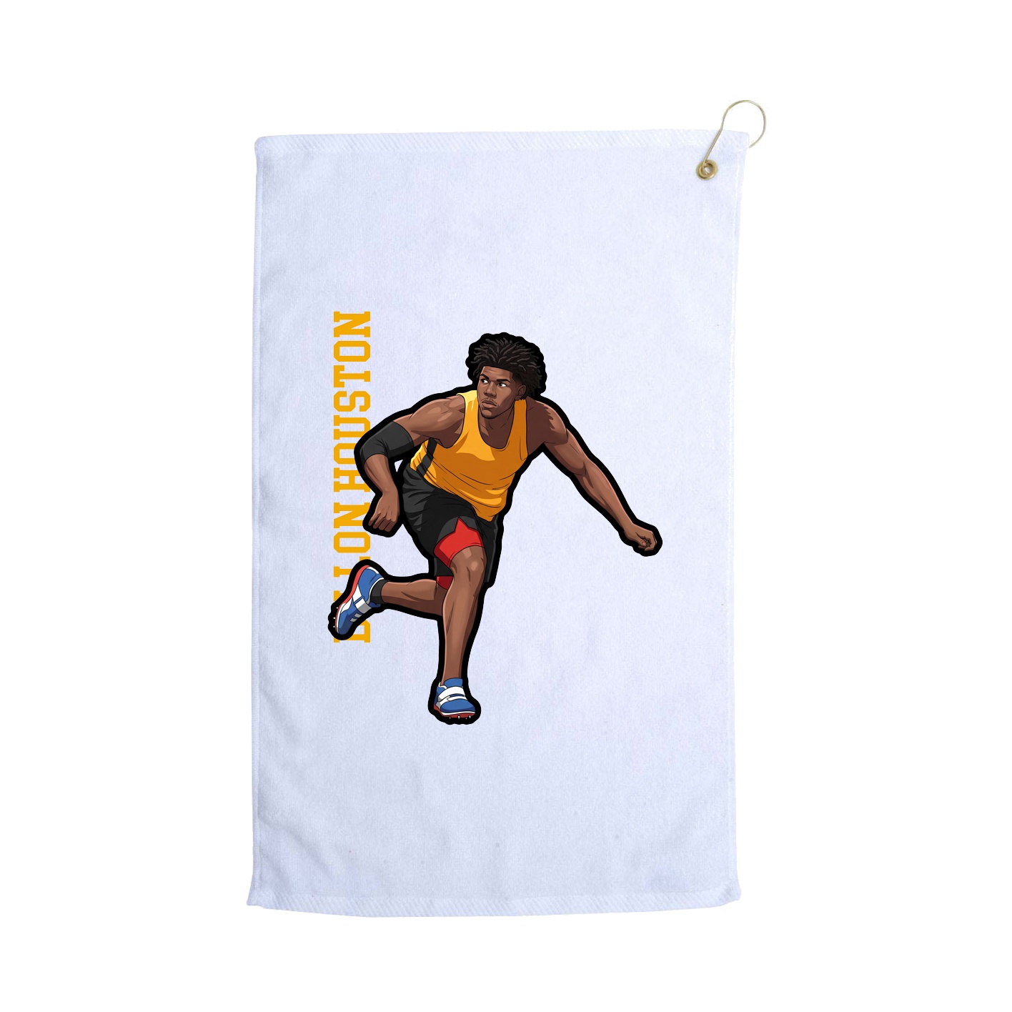 Golf Towel — Name Vertical in White