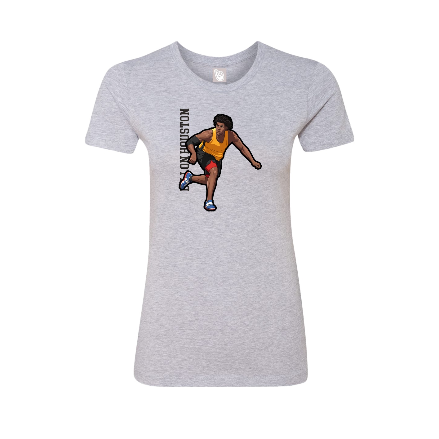 Fitted Women's Tee — Name Vertical in Grey