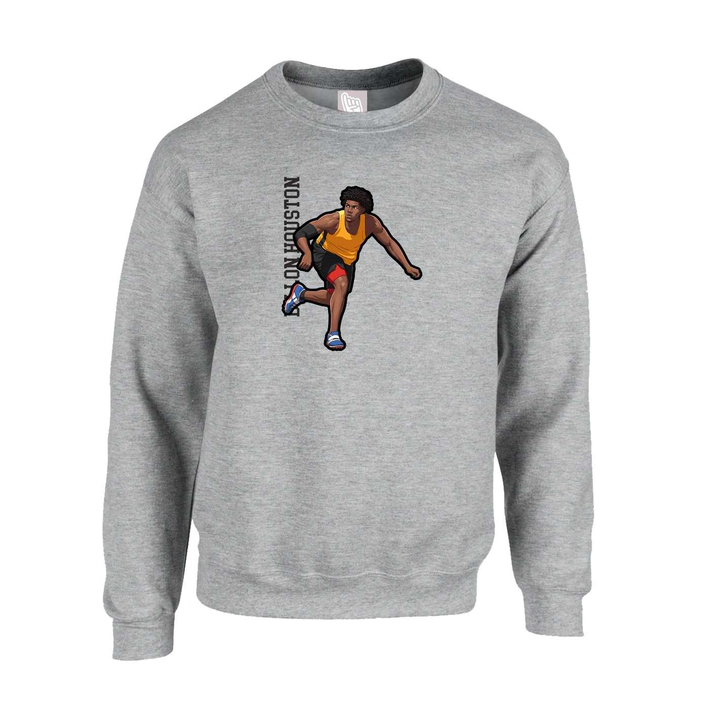 Fleece Crew — Name Vertical in Grey