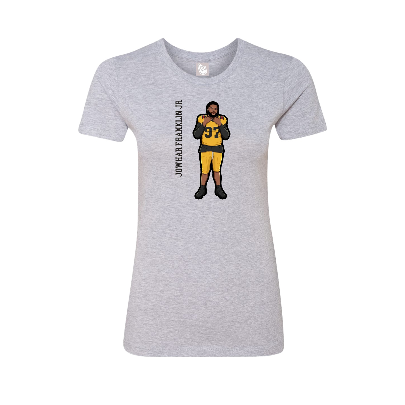 Fitted Women's Tee — Name Vertical in Grey