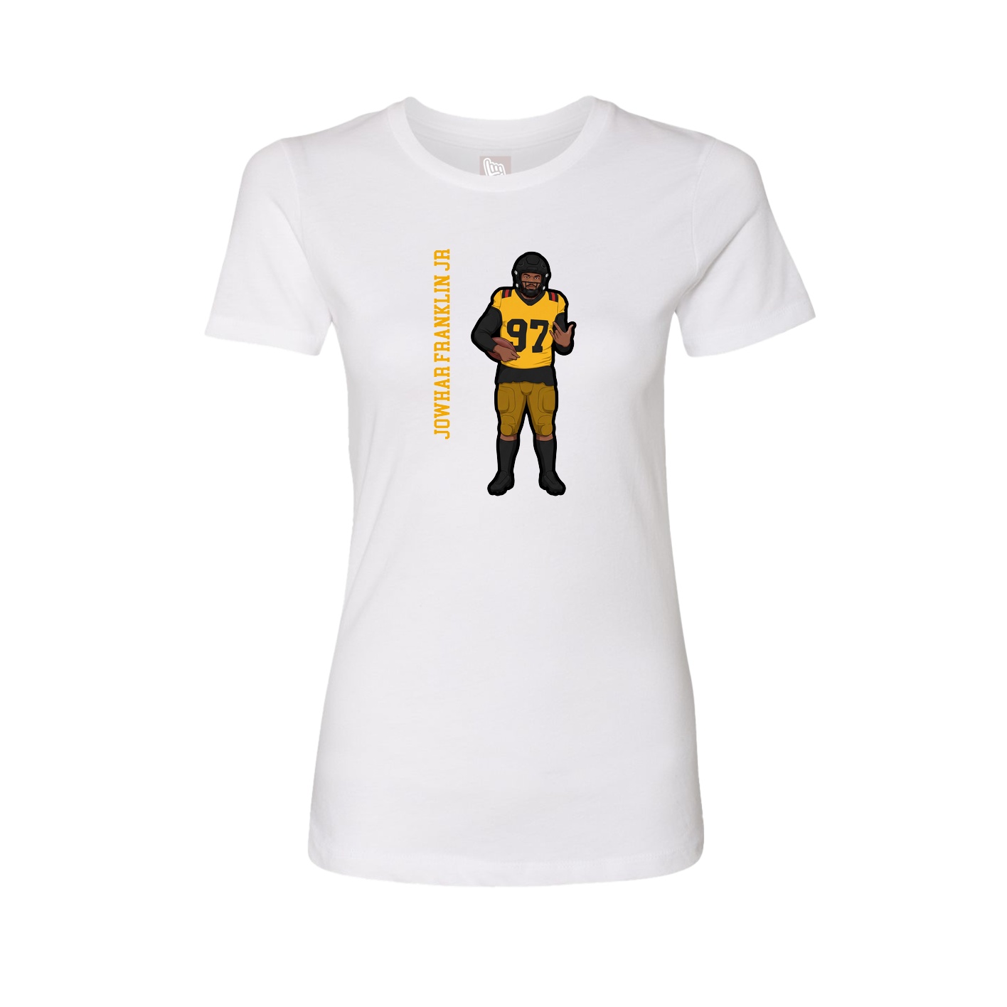 Fitted Women's Tee — Name Vertical in White