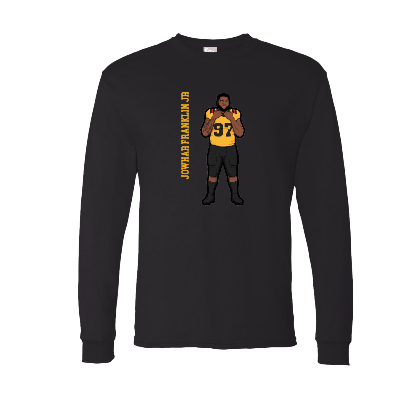 Long Sleeve Tee — Name Vertical in Black