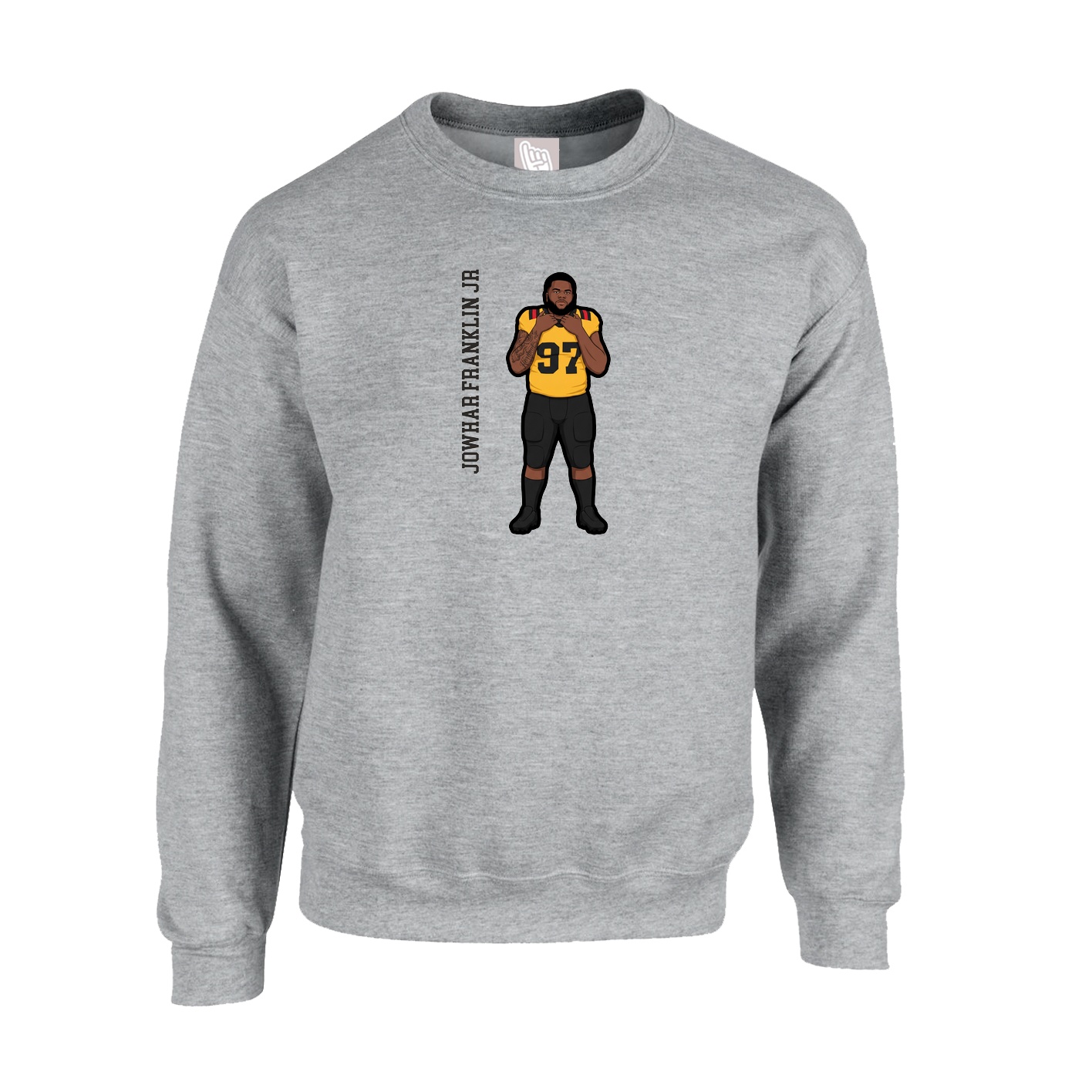 Fleece Crew — Name Vertical in Grey