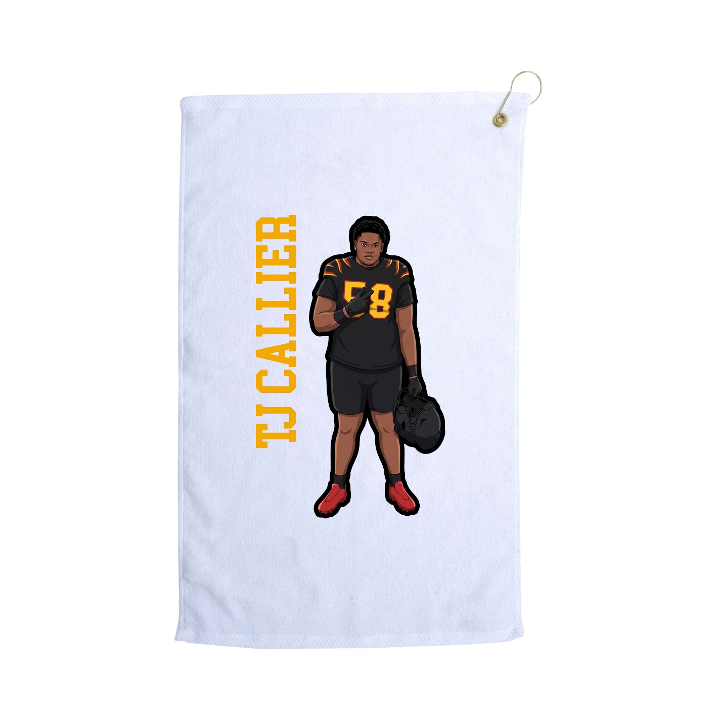 Golf Towel — Name Vertical in White