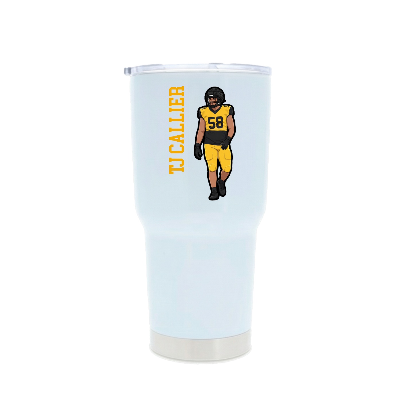 30oz Stainless Steel Tumbler — Name Vertical in White