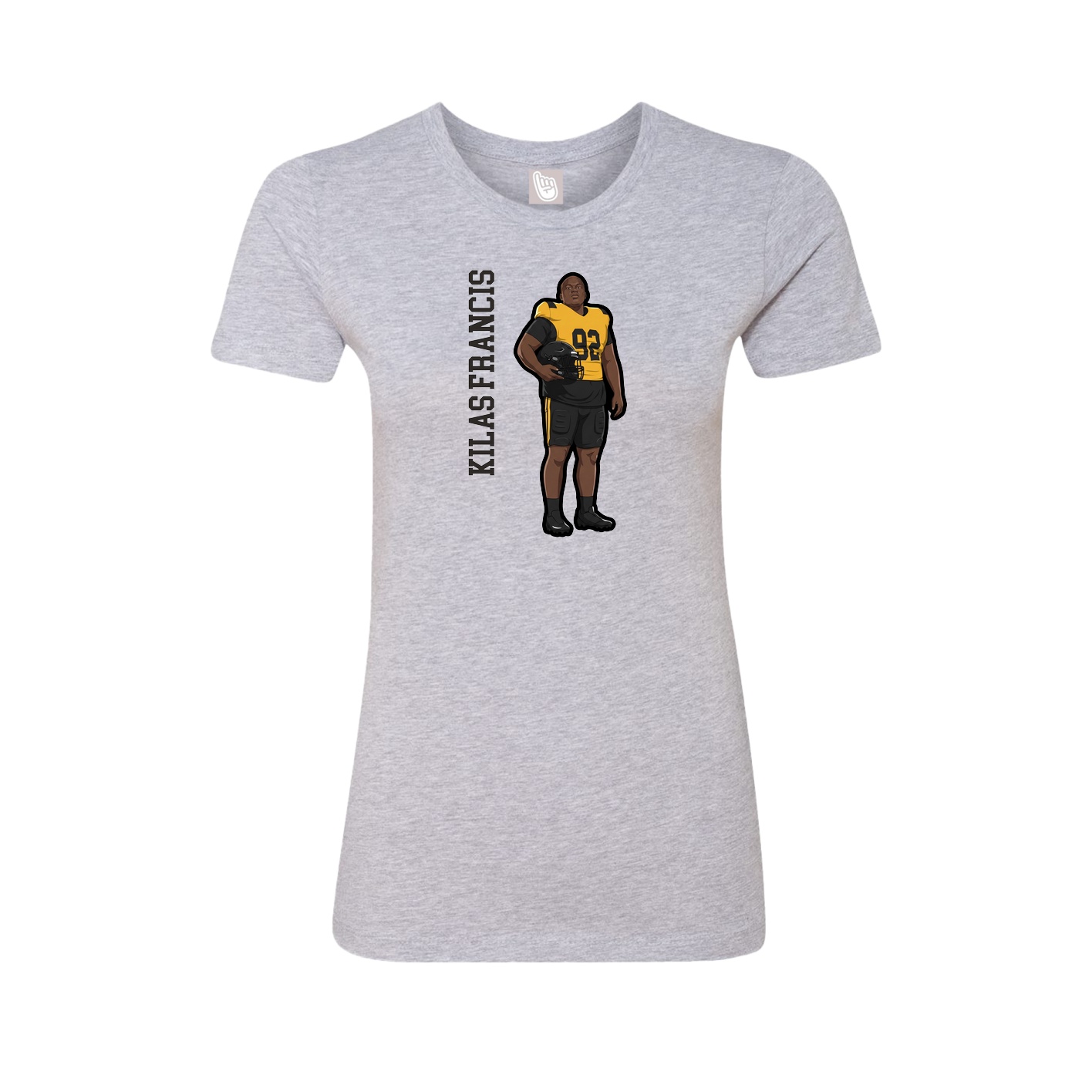 Fitted Women's Tee — Name Vertical in Grey
