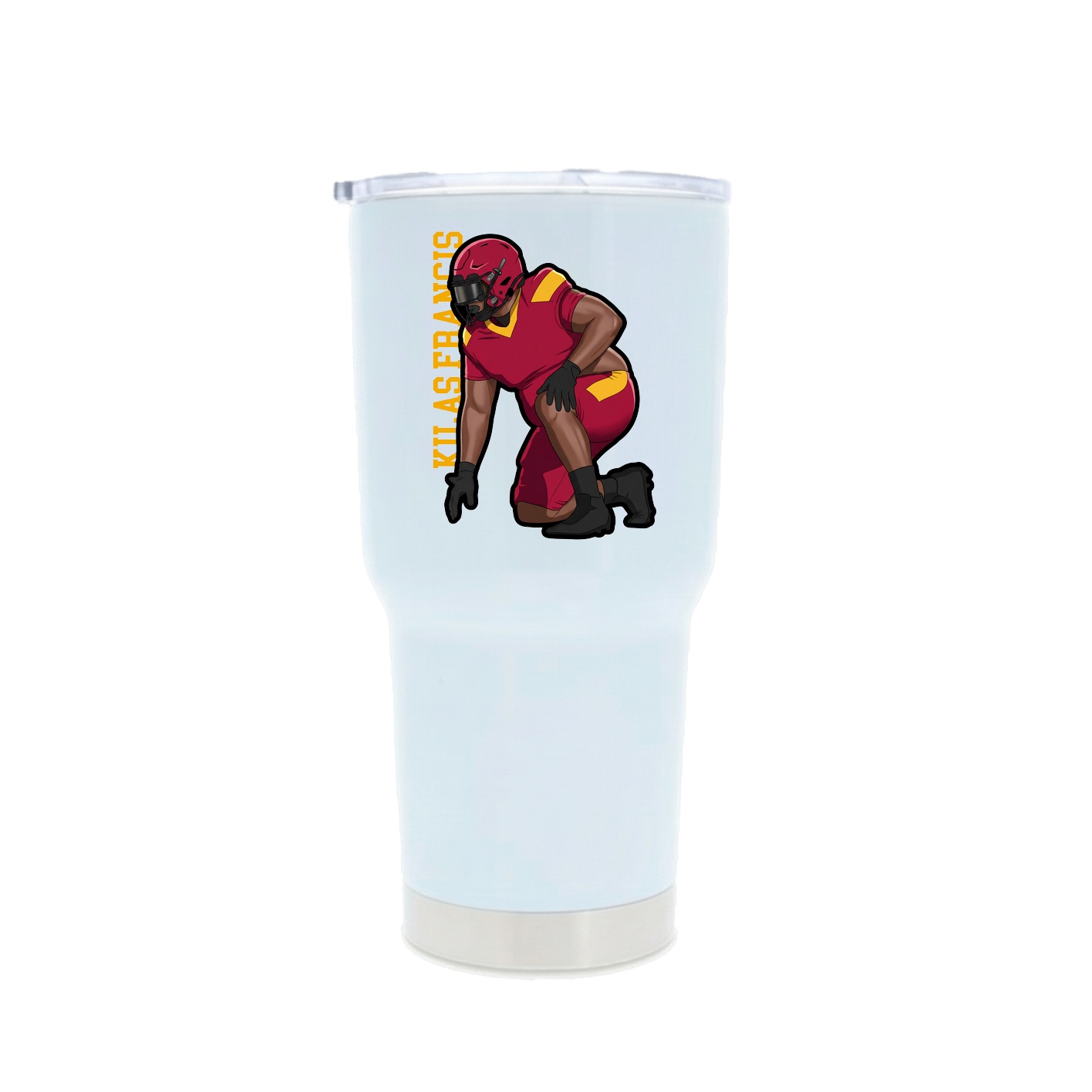 30oz Stainless Steel Tumbler — Name Vertical in White