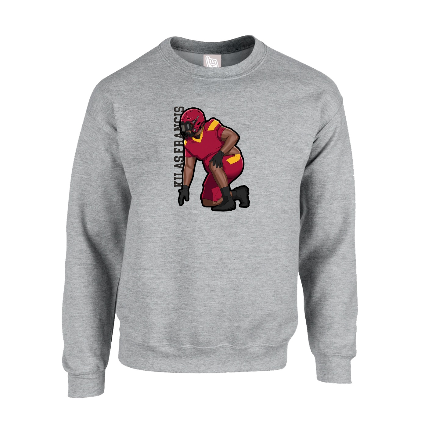 Fleece Crew — Name Vertical in Grey