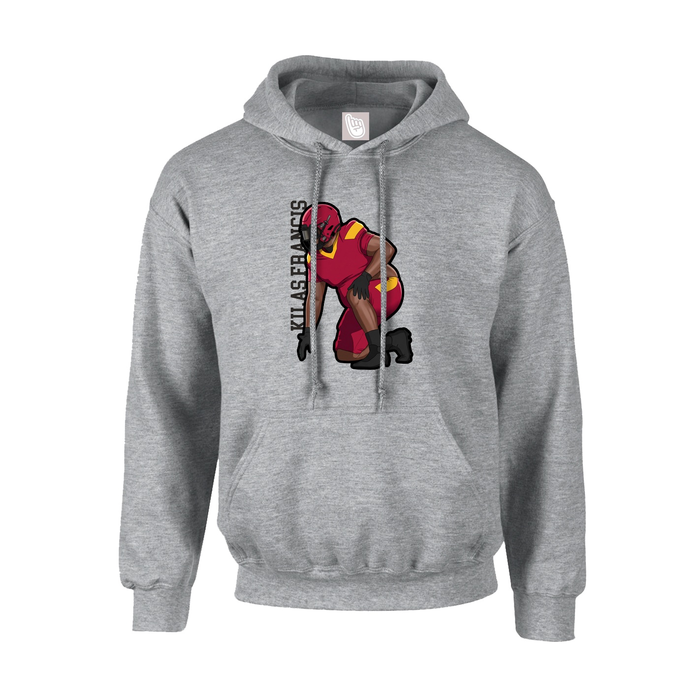 Youth Hoodie — Name Vertical in Grey